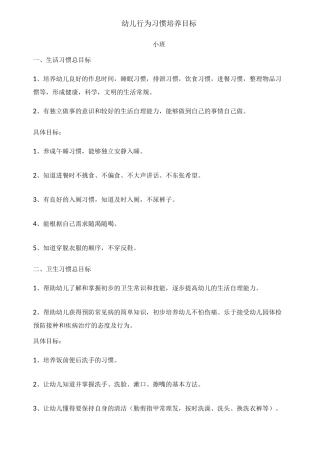 幼儿生活行为习惯培养目标