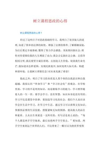 树立课程思政的心得
