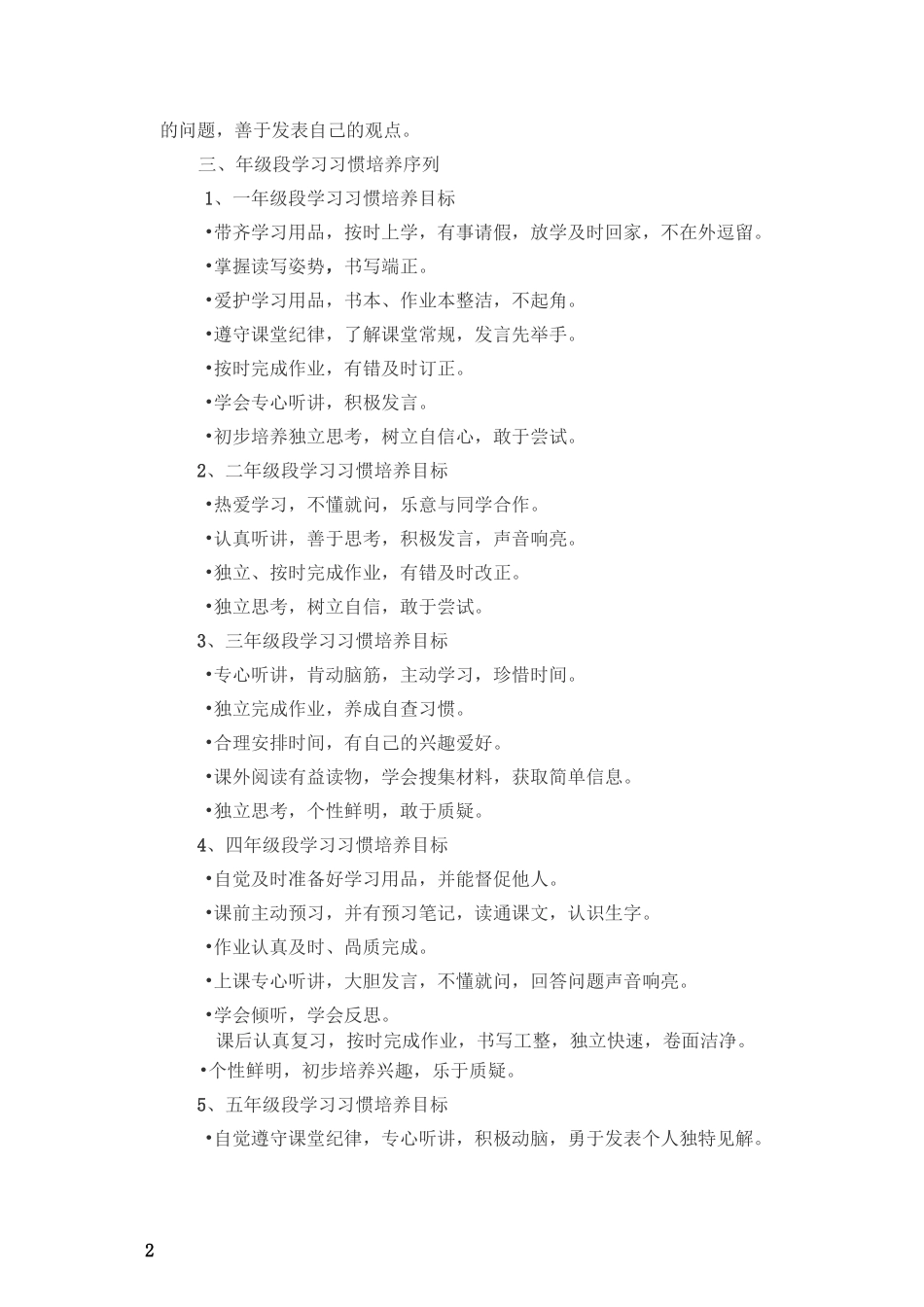 小学生学习习惯培养措施及方案_第2页