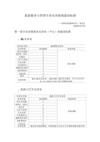 旅游专业实训基地配置标准-高职(黑旅游).