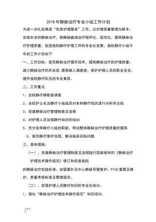 静疗小组工作计划清单