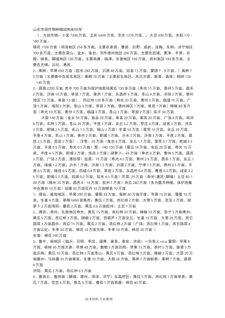 山东作物种植分布和面积及蔬菜种植情况