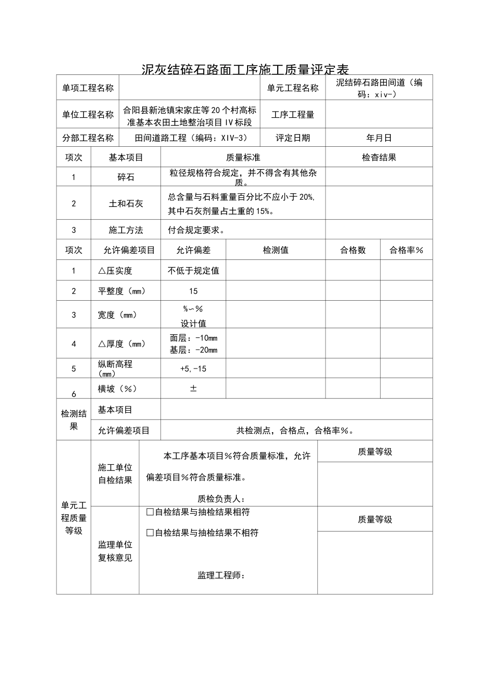 田间道路单元工程质量评定表_第3页