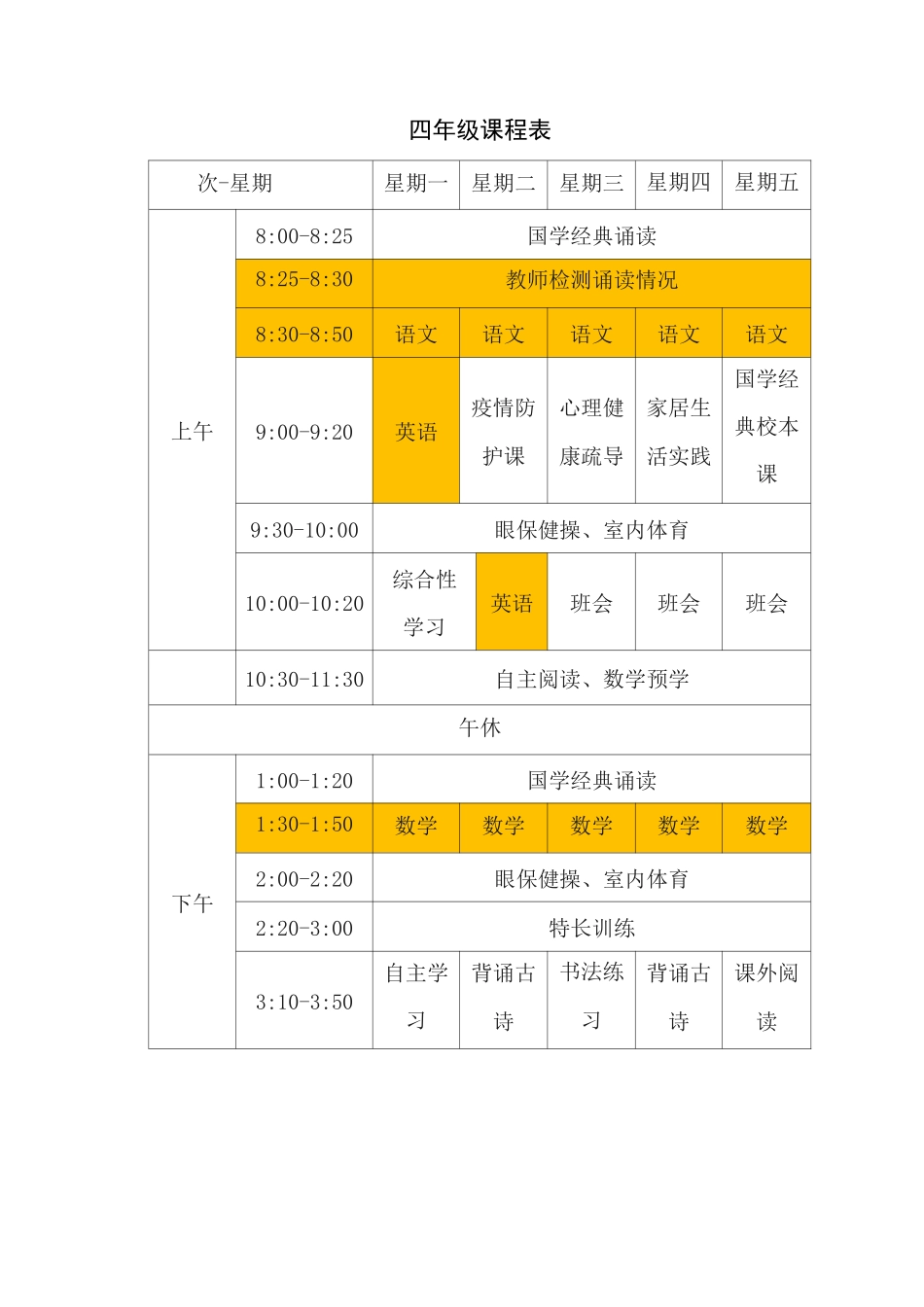2020年春季延期开学线上教学课程表_第3页