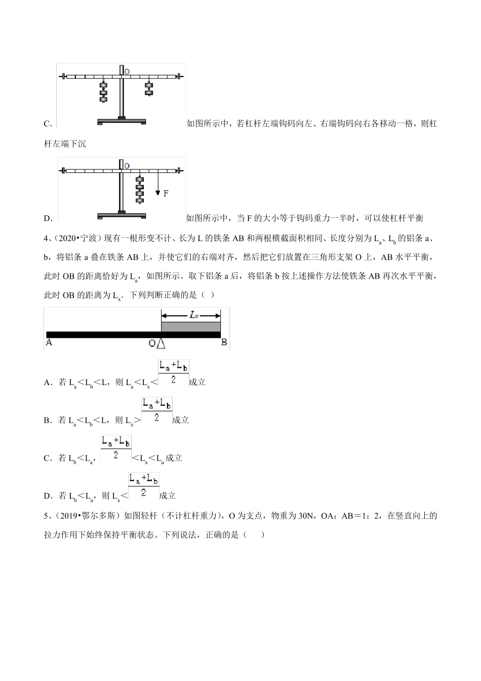2021年苏科版中考物理易错点题型突破13-简单机械问题(一)_第2页