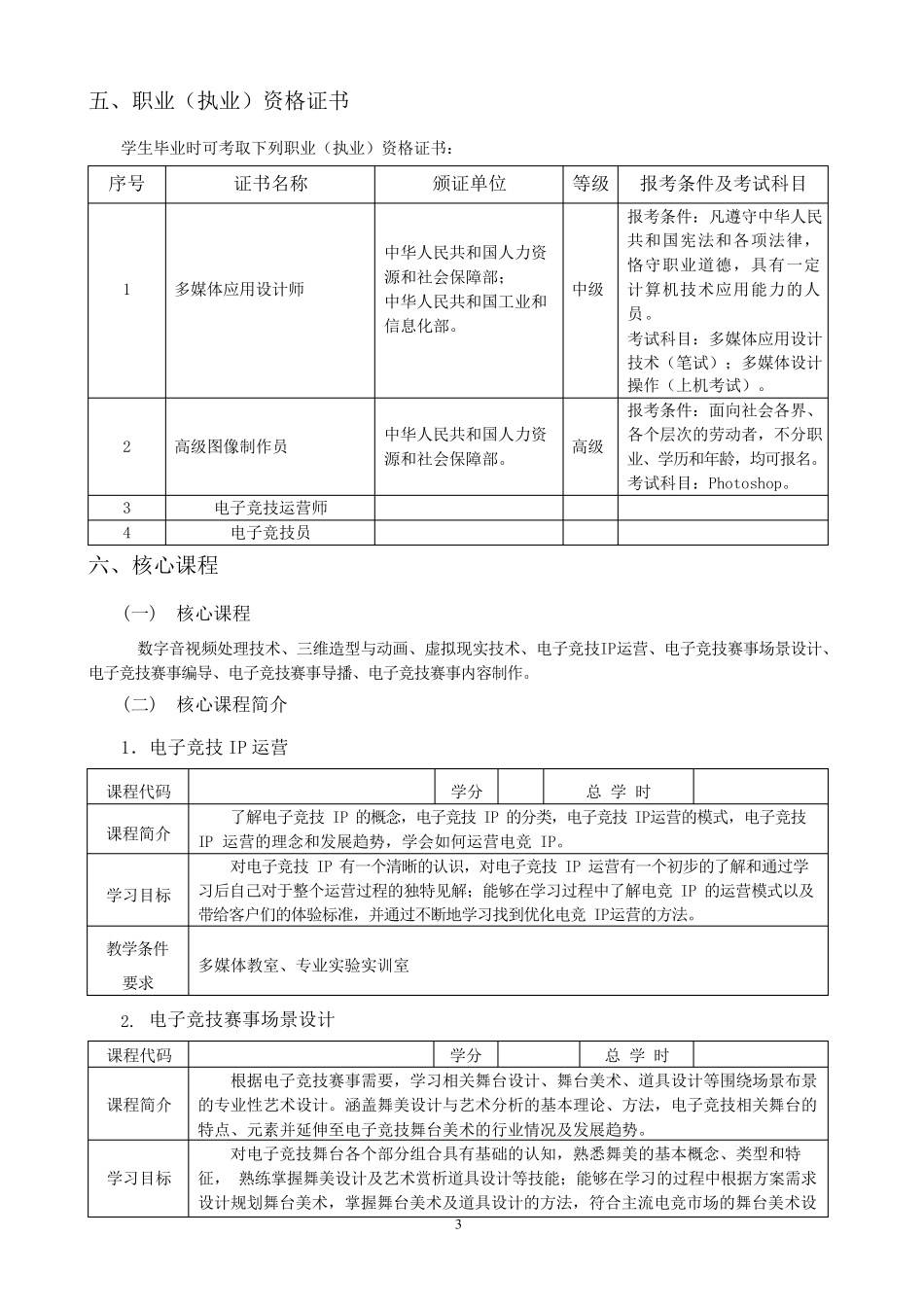 2021电子竞技方向人才培养方案_第3页