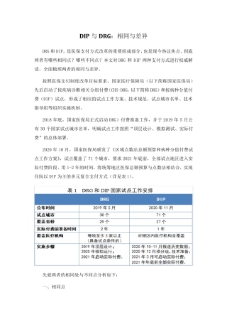 DIP与DRG：相同与差异