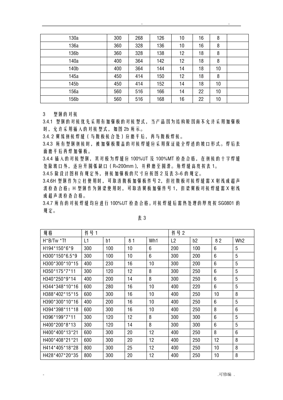 H型钢拼接及对接标准及重量_第3页