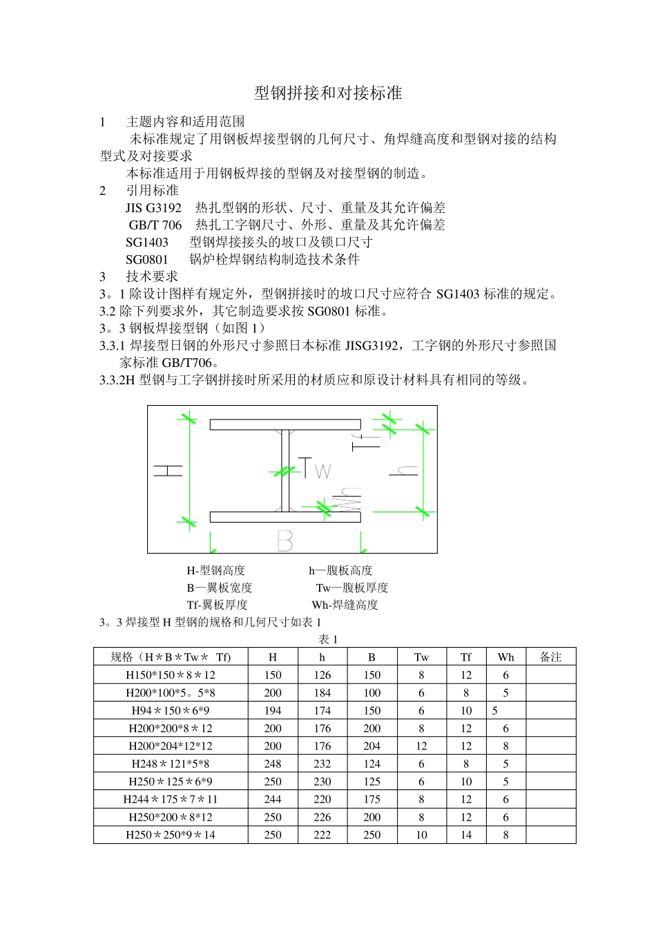 H型钢拼接和对接标准及重量_第1页