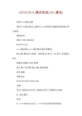 MEMOBUS通讯协议(485通讯)