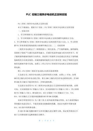PLC 控制三相异步电动机正反转实验