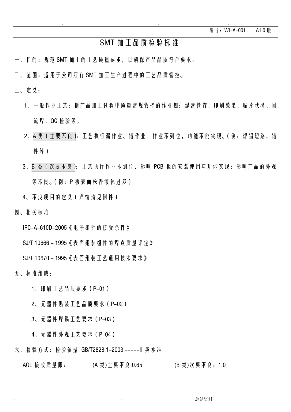 SMT贴片外观工艺检验标准_第1页