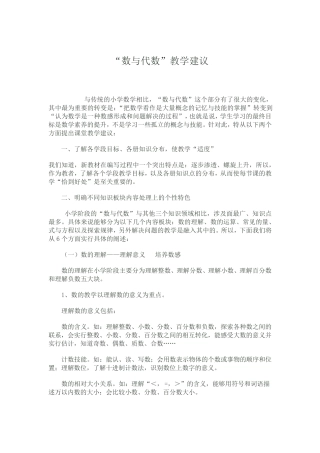 “数与代数”教学建议