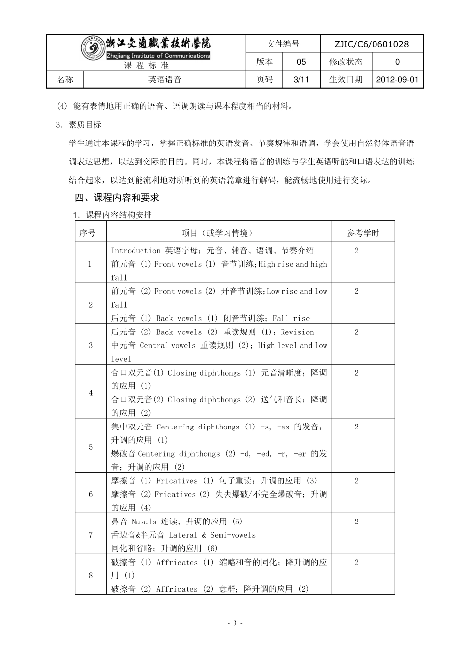 《英语语音》课程标准_第3页