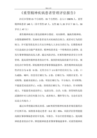 《重型精神疾病患者管理评估报告》
