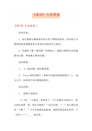 《量词》大班教案