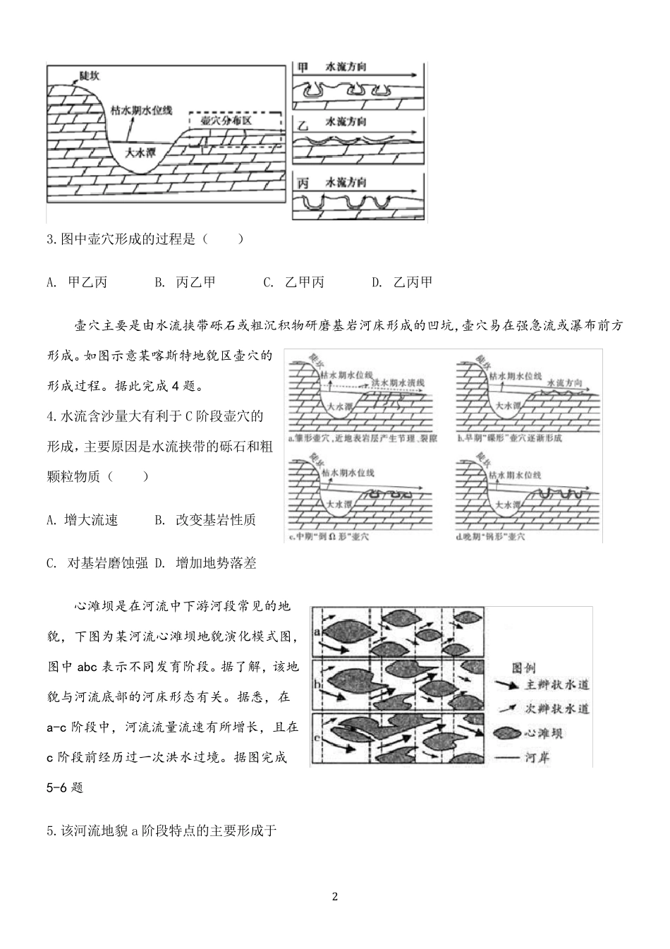 【2021高考地理二轮复习】地表形态塑造—外力作用含答案_第2页