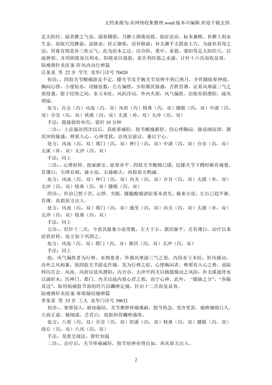 【精品】陆瘦燕针灸医案_第2页