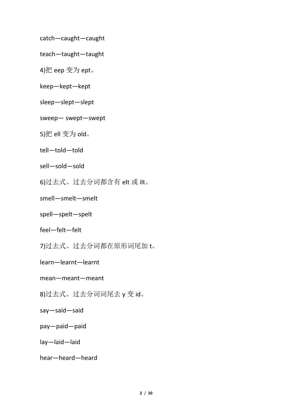 不规则动词的过去式和过去分词变化_第2页