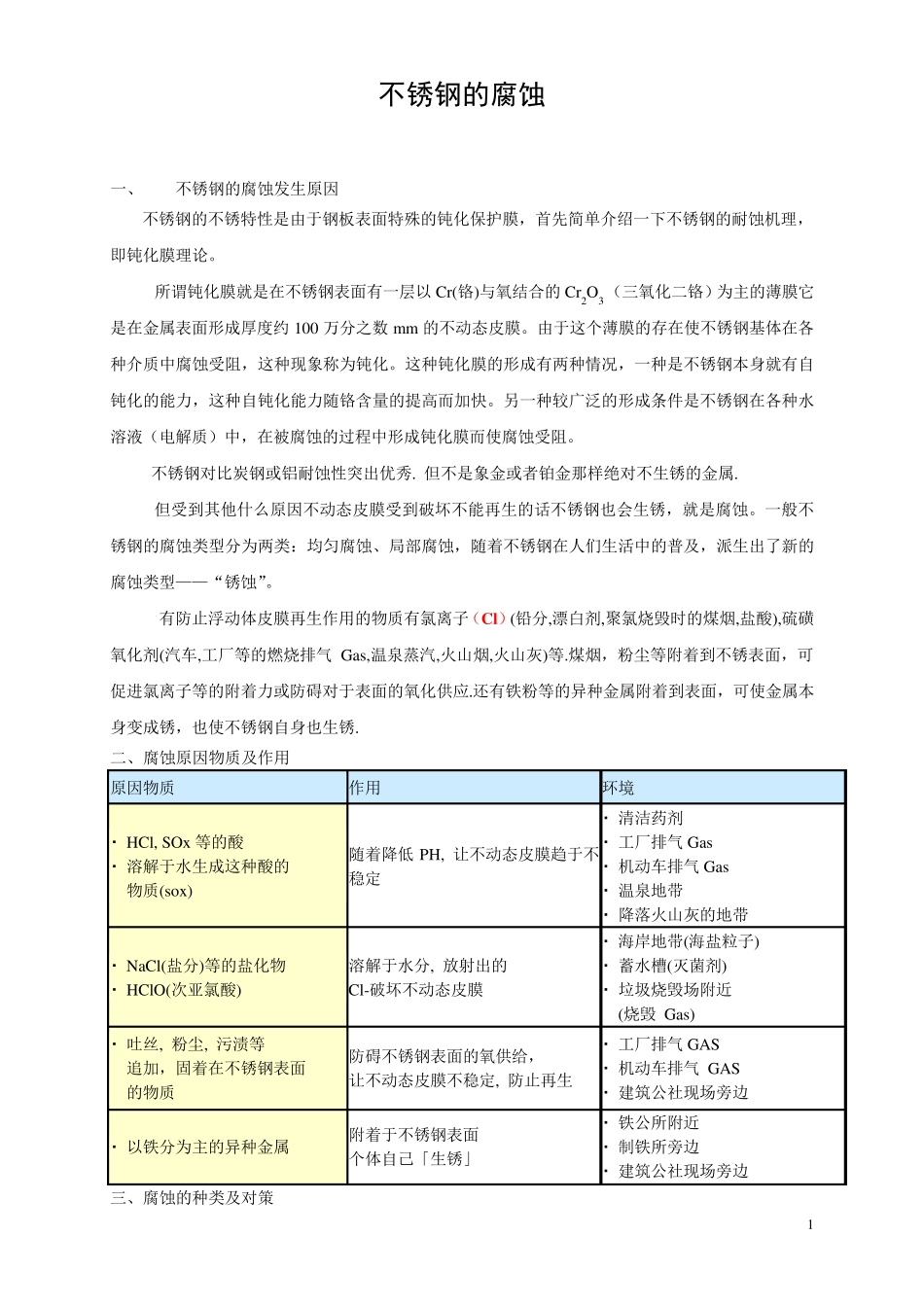 不锈钢的腐蚀_第1页