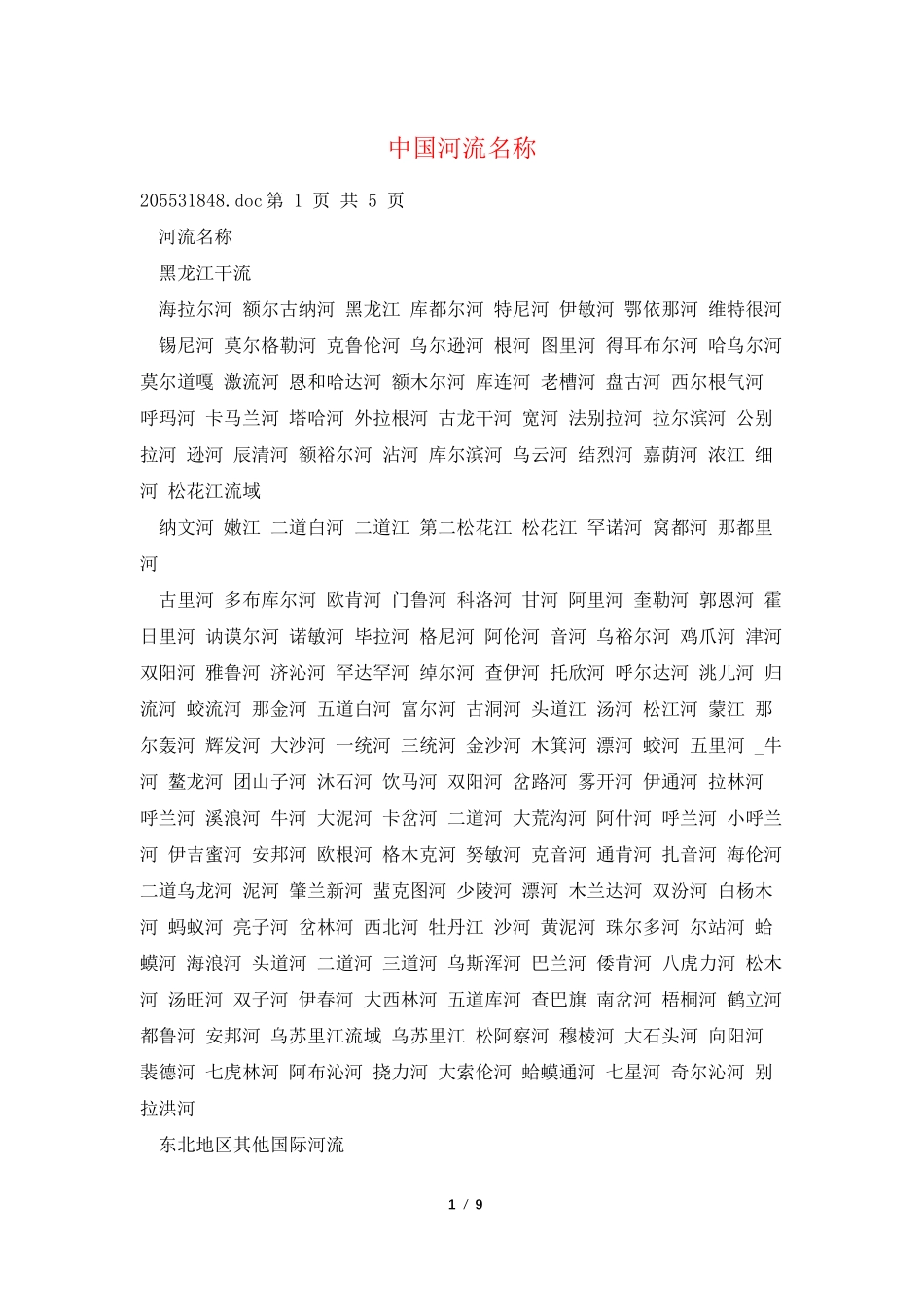 中国河流名称_第1页