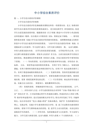 中小学综合素质评价