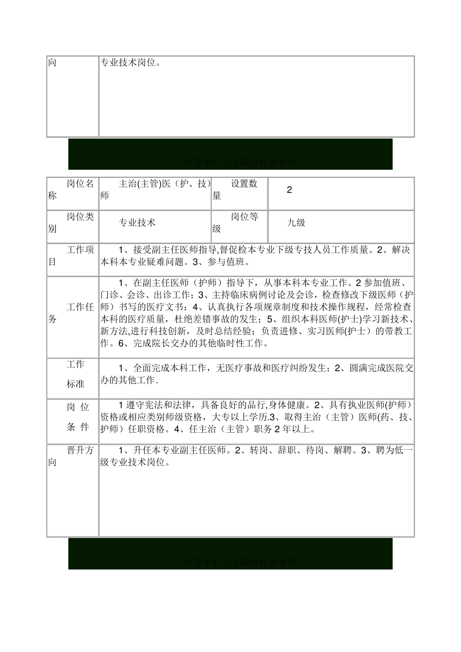 乡镇卫生院岗位说明书_第3页
