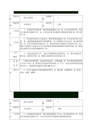 乡镇卫生院岗位说明书