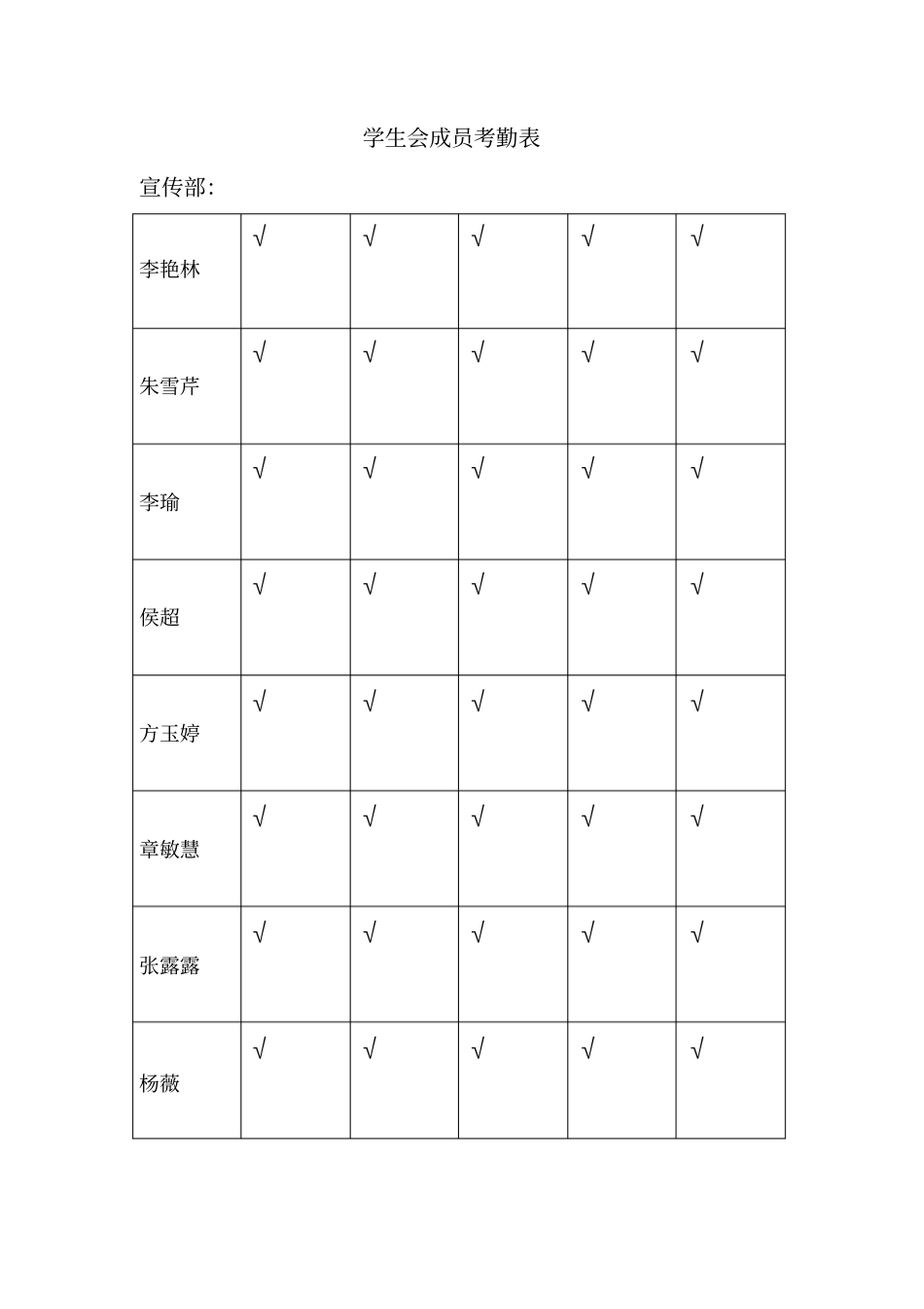 学生会成员考勤表讲解_第2页