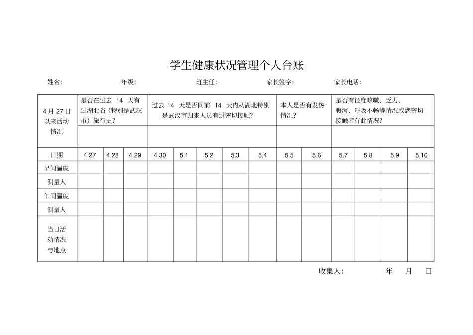 学生健康状况管理个人台账27_第1页