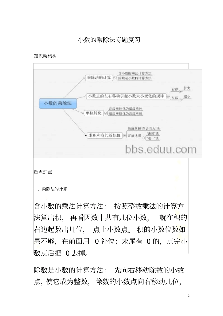 学生小数的乘除法专题复习_第2页