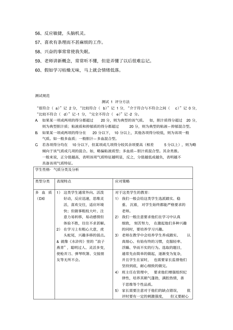 学生性格_气质类型测试题及详细解析_第3页