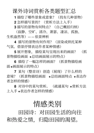 学生用带答案课外诗词赏析16汇总