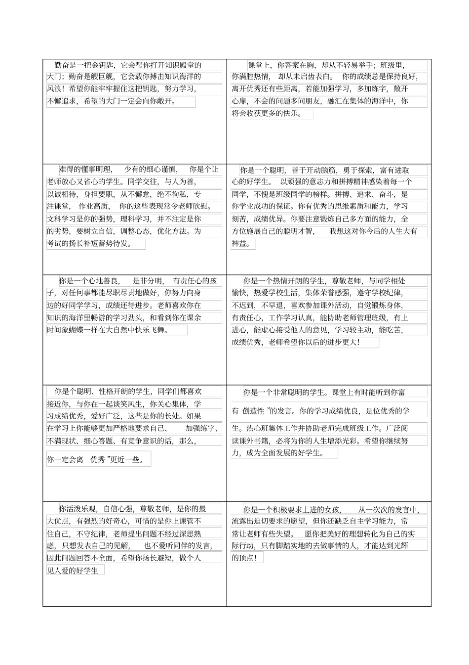 学生评语打印版_第2页