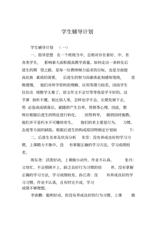 学生辅导计划