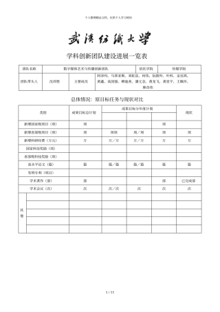 学科创新团队建设进展一览表