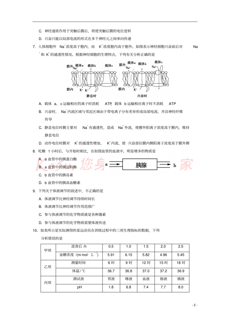 宁夏银川一中2017-2018学年高二生物下学期期末考试试题_第2页