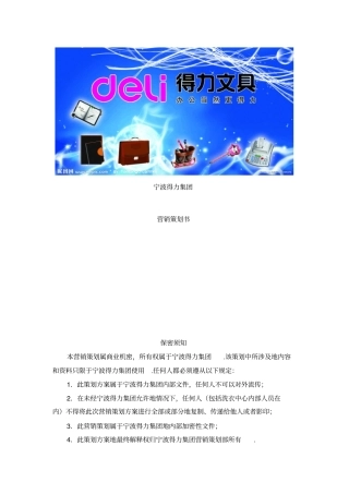 宁波得力集团营销策划书