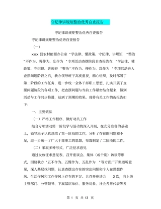 守纪律讲规矩整治优秀自查报告【可编辑版】