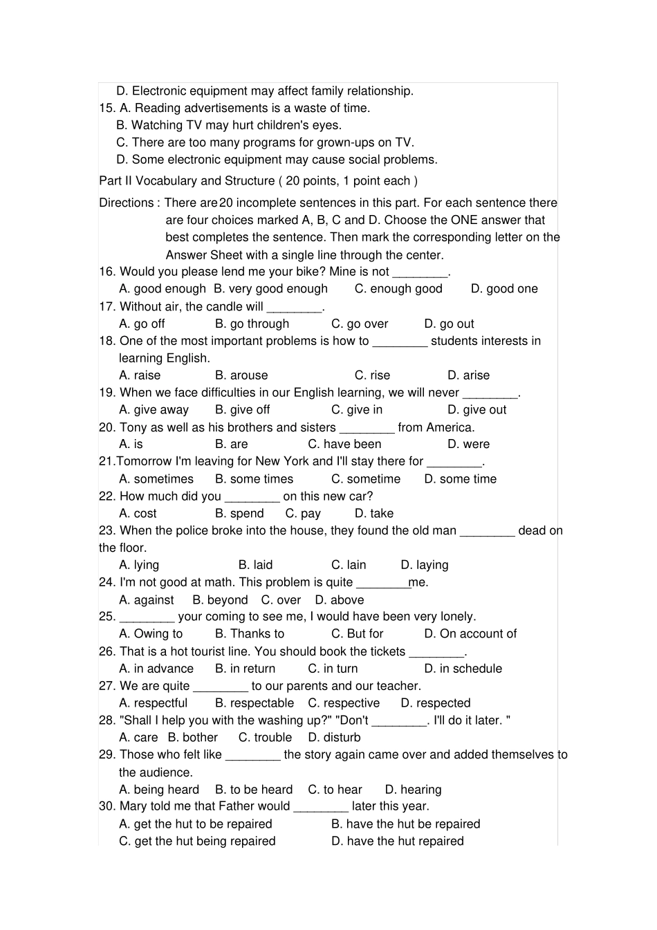 完整2007年山东专升本公共课英语真题含答案,推荐文档_第2页