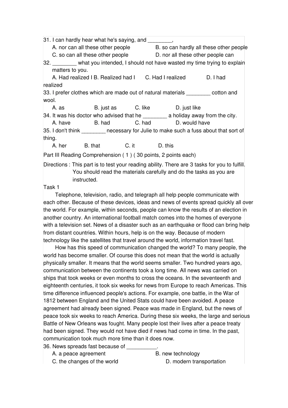完整2007年山东专升本公共课英语真题含答案,推荐文档_第3页