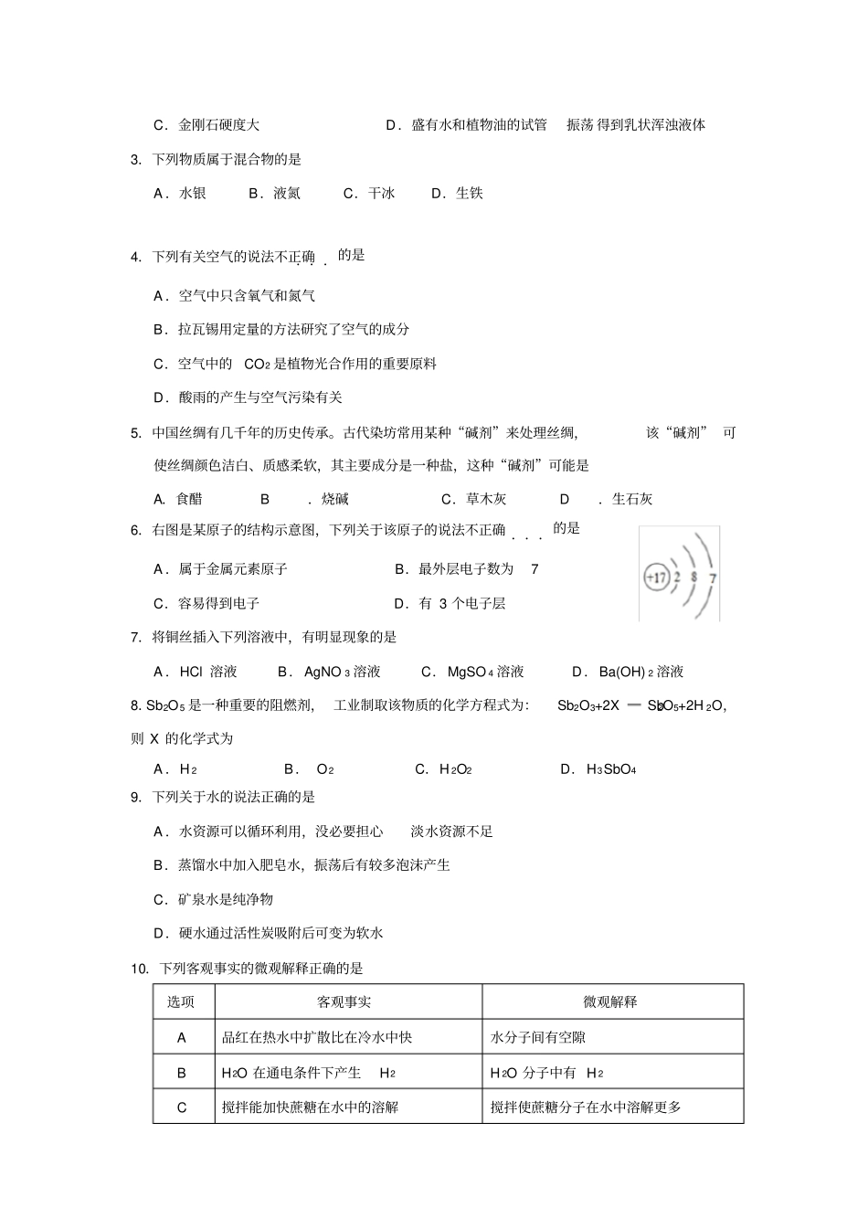 完整2016年广州中考化学真题与答案,推荐文档_第2页