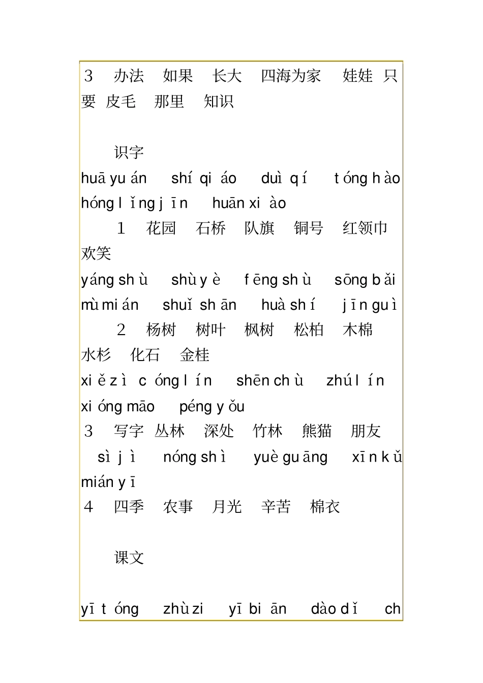 完整2019新版人教部编版二年级语文上册词语表拼音注音_第2页