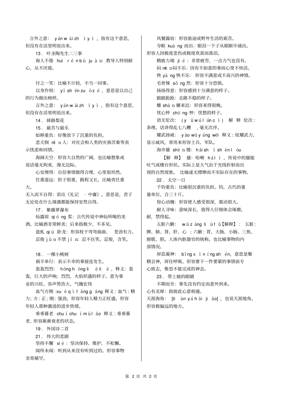 完整2019新部编版七年级下册成语集锦_第2页