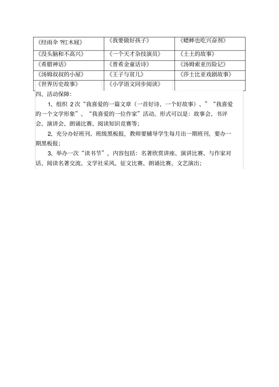 完整2019部编版六年级上册阅读计划_第3页