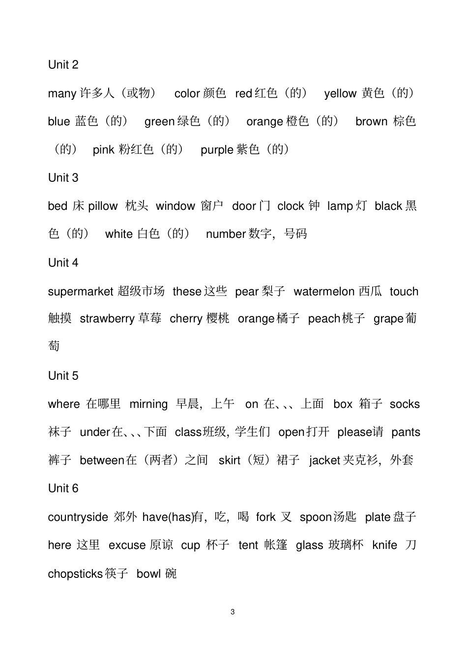 完整gogo版开心学英语三年级到六年级全部单词_第3页