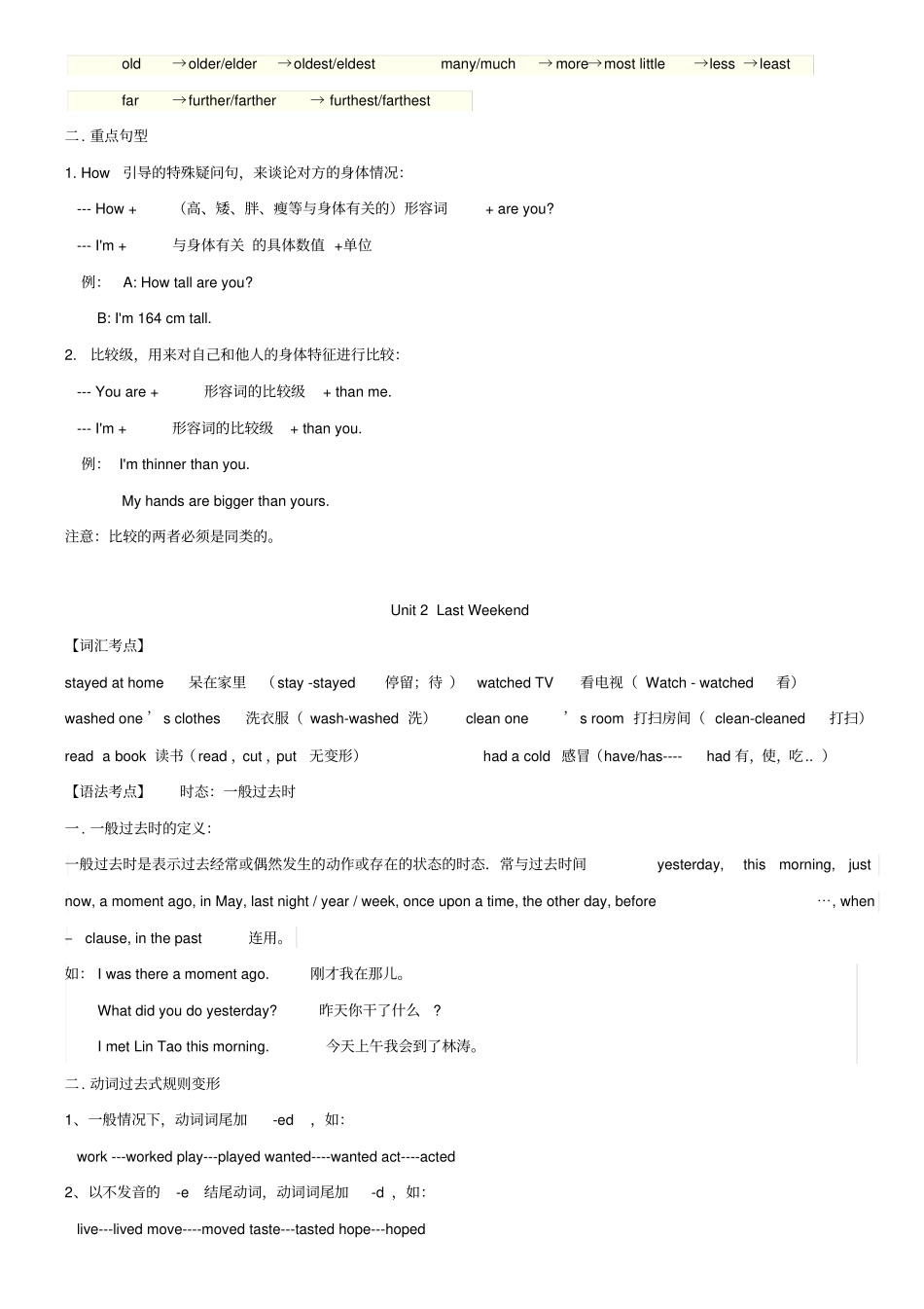 完整PEP人教版小学六年级英语下册复习资料_第2页