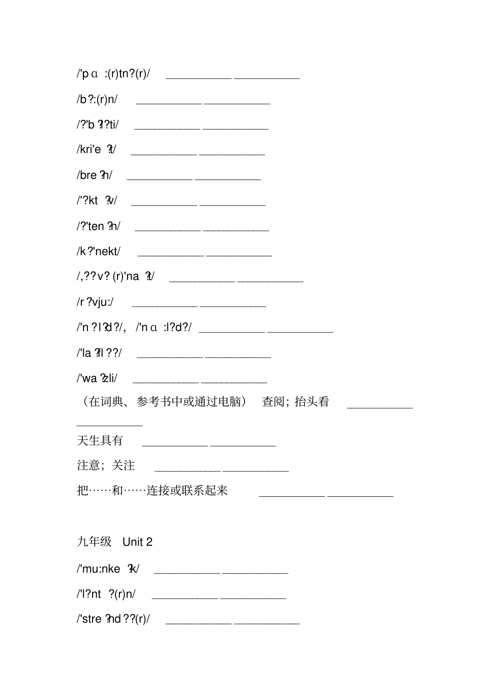 完整【听写版】九年级全一册看音标写单词_第2页