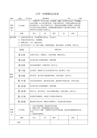 完整一年级后进生辅导记录表