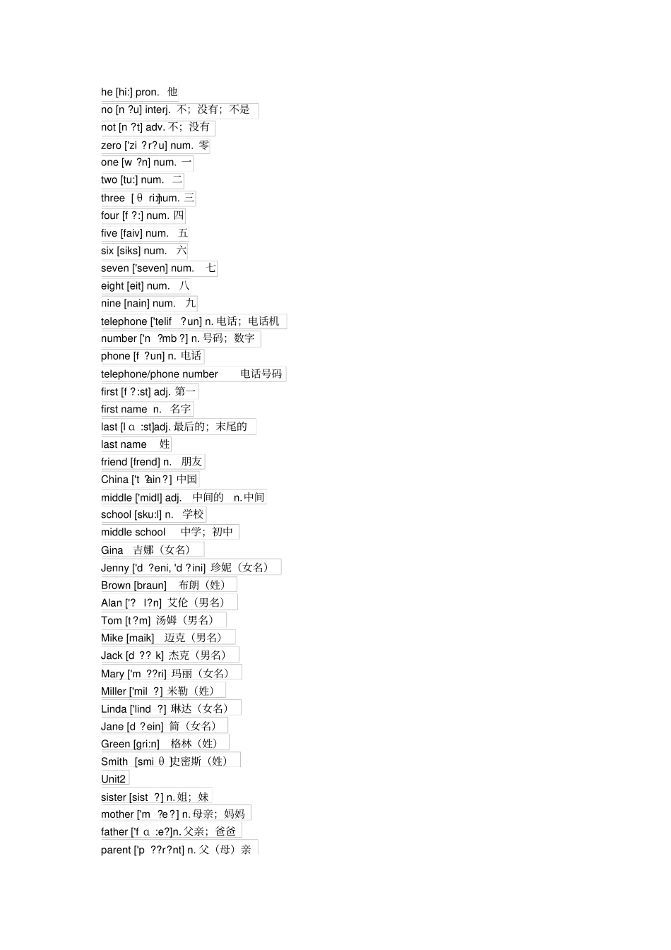 完整七年级上册英语单词表_第3页